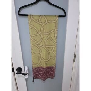 Adrienne Vittadini 100% Silk Long Scarf Green Purple Geometric 11"x52"